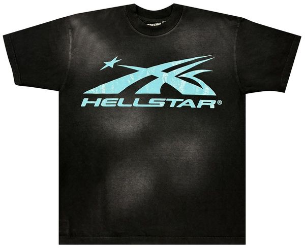 Hellstar Sports Core Logo T-Shirt 'Black/Aqua Blue'