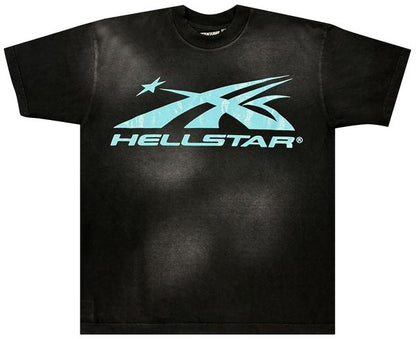 Hellstar Sports Core Logo T-Shirt 'Black/Aqua Blue'