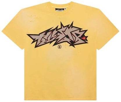 Hellstar Crack Print T-Shirt 'Yellow'